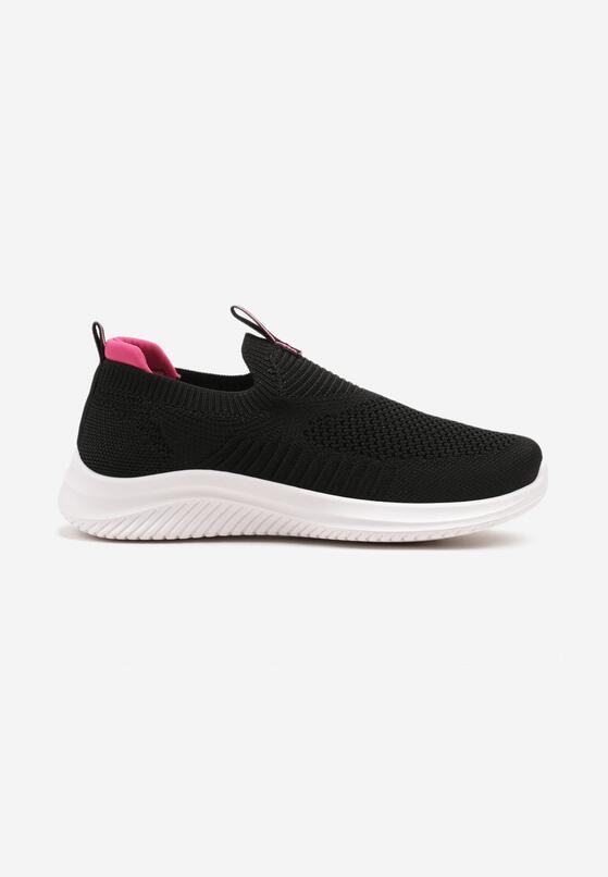 Czarno-Fuksjowe Wsuwane Buty Sportowe Sneakersy z Siateczki na Piankowej Podeszwie Eldriva 1