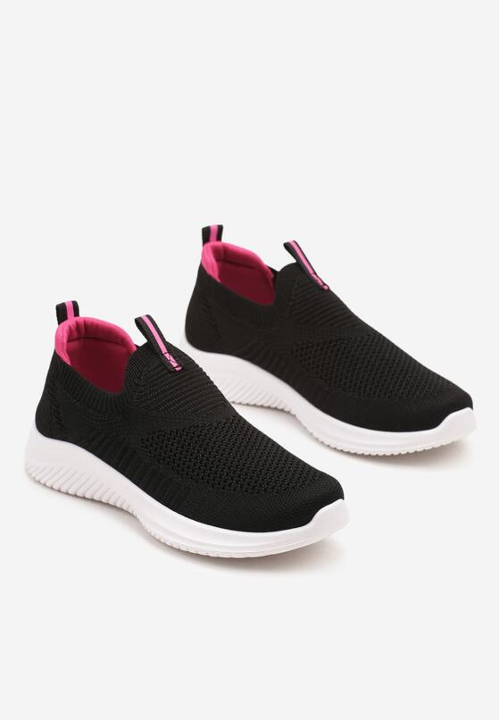 Czarno-Fuksjowe Wsuwane Buty Sportowe Sneakersy z Siateczki na Piankowej Podeszwie Eldriva 2