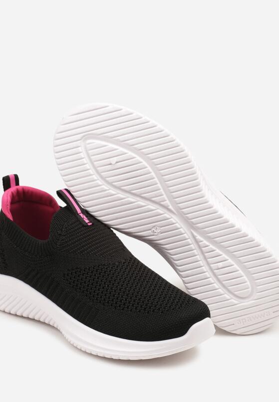 Czarno-Fuksjowe Wsuwane Buty Sportowe Sneakersy z Siateczki na Piankowej Podeszwie Eldriva 3