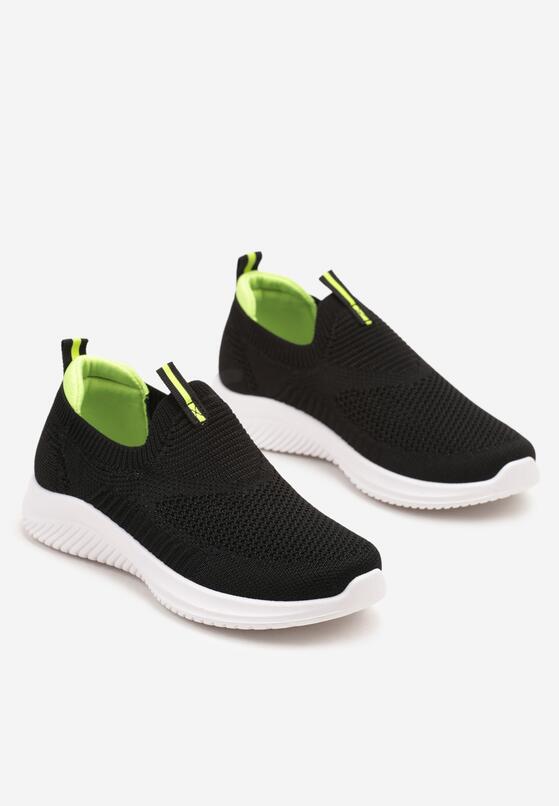 Czarno-Zielone Wsuwane Buty Sportowe Sneakersy z Siateczki na Piankowej Podeszwie Eldriva 2