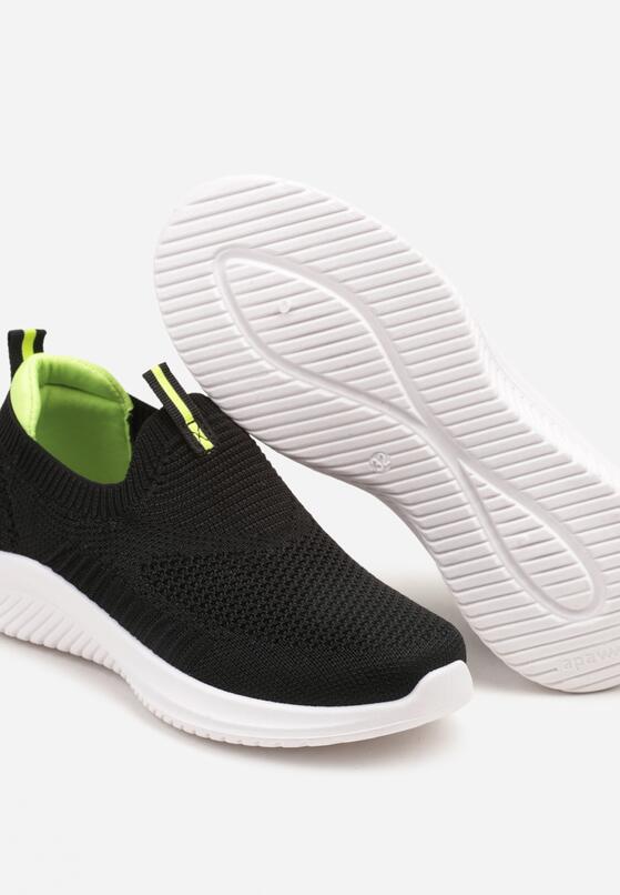 Czarno-Zielone Wsuwane Buty Sportowe Sneakersy z Siateczki na Piankowej Podeszwie Eldriva 3