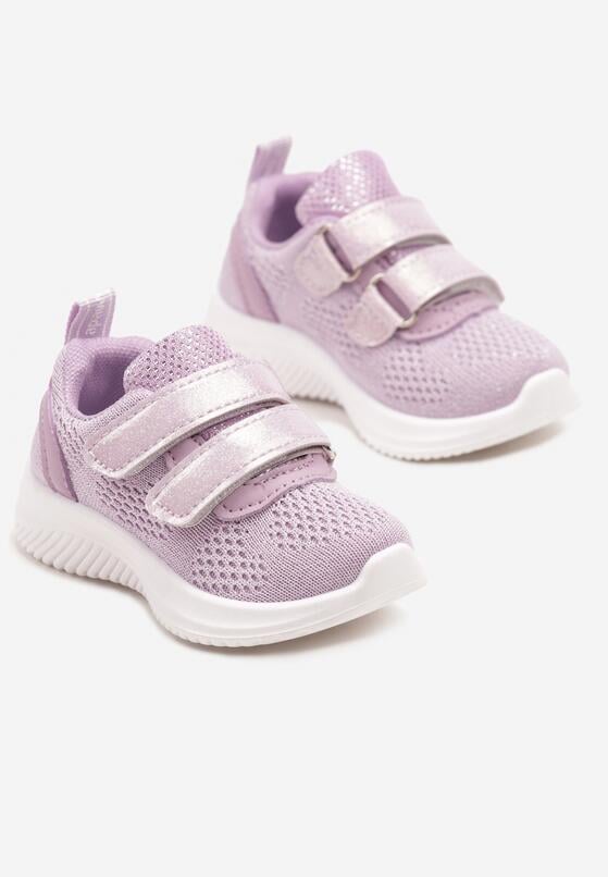 Fioletowe Buty Sportowe Sneakersy z Siateczki Zapinane na Rzepy Karival 2