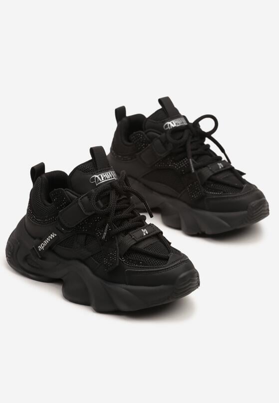 Czarne Buty Sportowe Sneakersy w Stylu Streetwearowym z Rzepem Ediriva 2