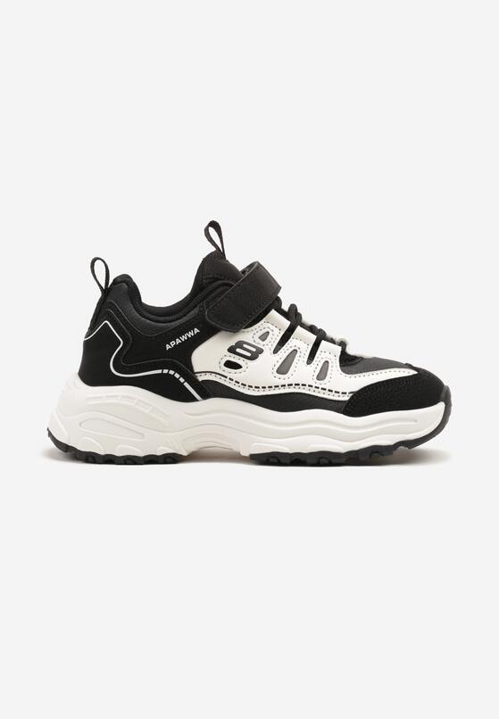 Czarne Buty Sportowe Sneakersy z Rzepem i Brokatem Ularienna 1