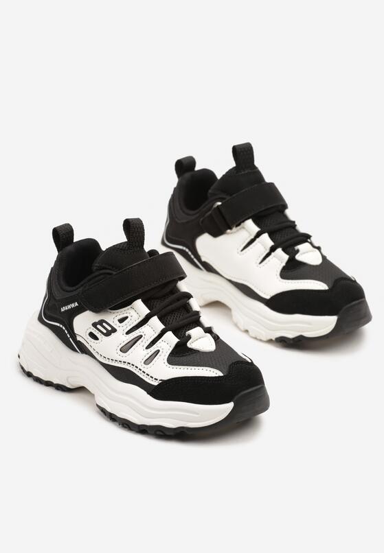 Czarne Buty Sportowe Sneakersy z Rzepem i Brokatem Ularienna 2