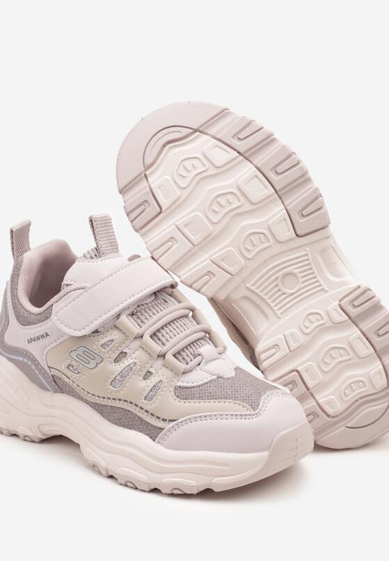 Fioletowe Buty Sportowe Sneakersy z Rzepem i Brokatem Ularienna 3