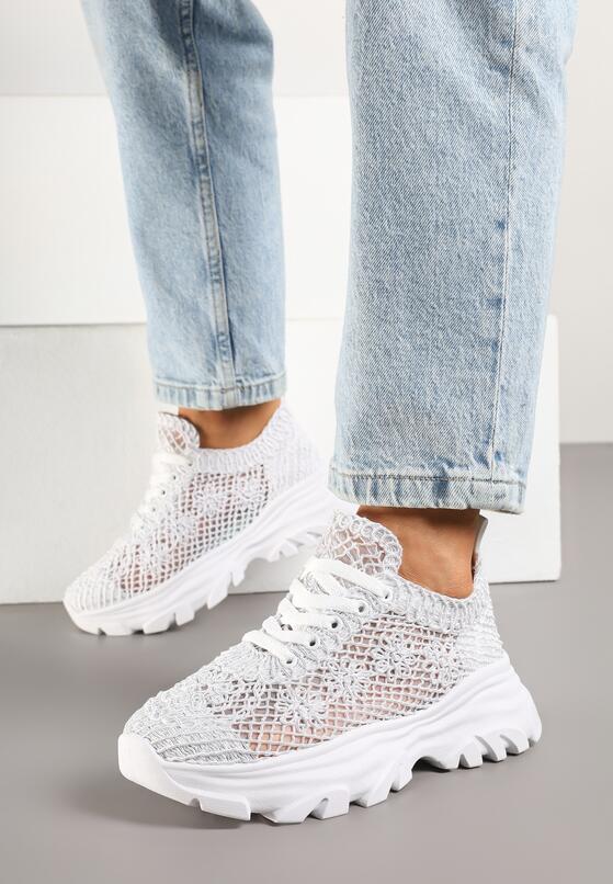 Białe Sneakersy z Siateczkową Cholewką Toliriva 1