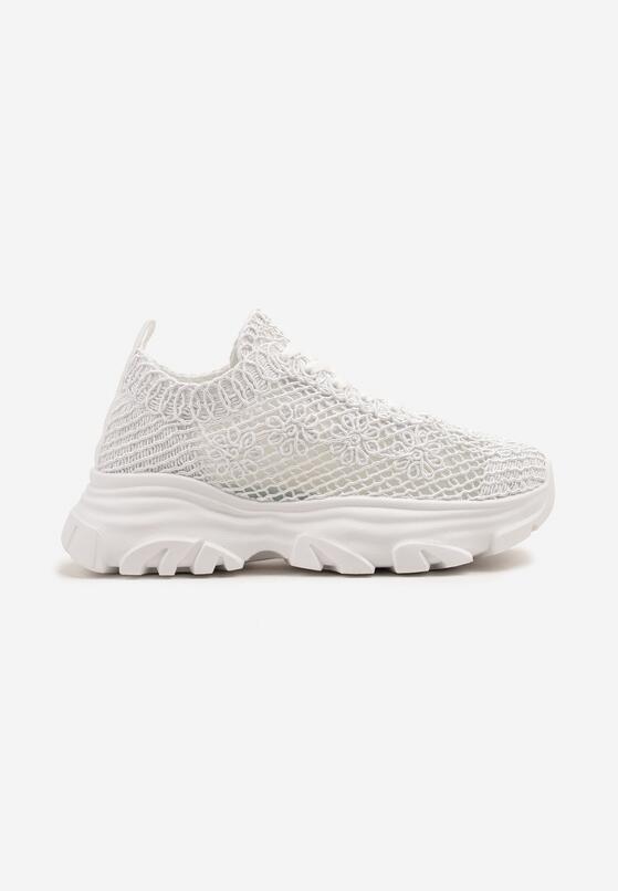 Białe Sneakersy z Siateczkową Cholewką Toliriva 4