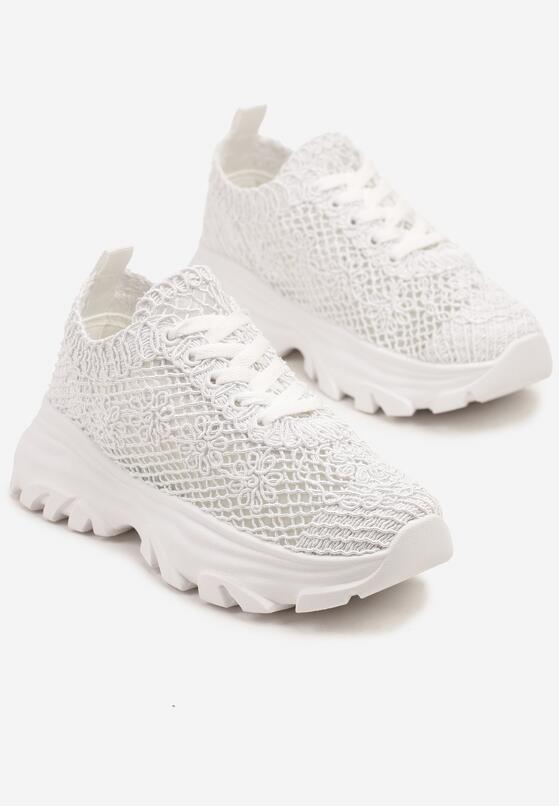 Białe Sneakersy z Siateczkową Cholewką Toliriva 5