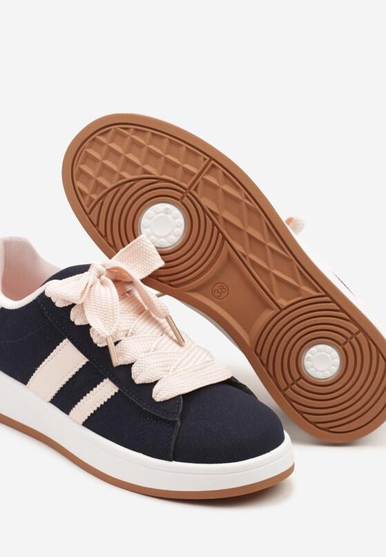 Granatowo-Różowe Sneakersy z Ozdobnymi Naszywkami z Boku Galdexis 6