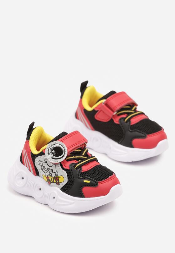 Czarno-Czerwone Buty Sportowe Sneakersy z Ledami i Bajkowym Wzorem Ulaniella 2