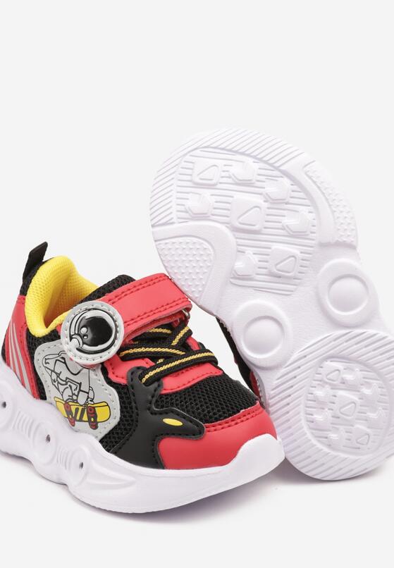 Czarno-Czerwone Buty Sportowe Sneakersy z Ledami i Bajkowym Wzorem Ulaniella 3