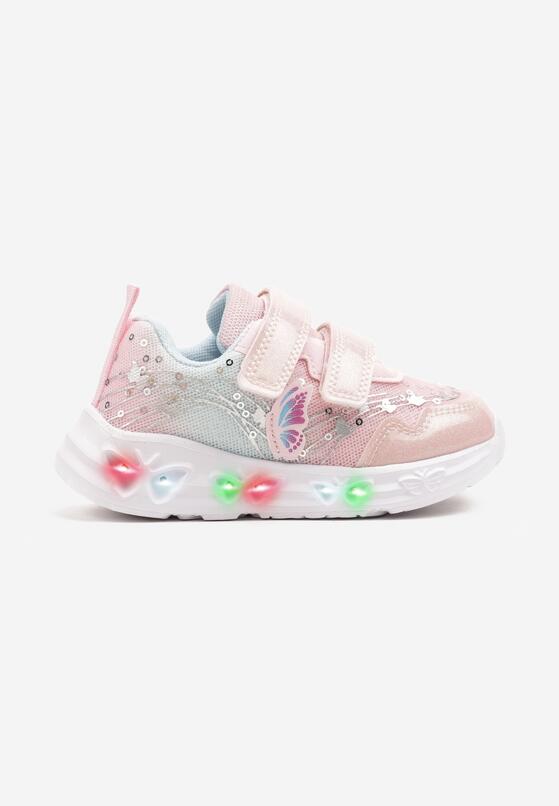 Różowe Buty Sportowe Sneakersy z Tłoczonymi Motylkami Ularitia 1