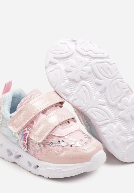 Różowe Buty Sportowe Sneakersy z Tłoczonymi Motylkami Ularitia 3