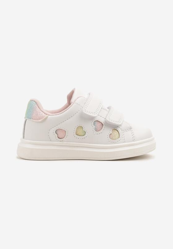 Białe Buty Sportowe Sneakersy Ozdobione Brokatowymi Sercami Uladwena 1