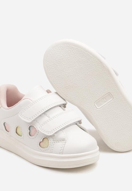 Białe Buty Sportowe Sneakersy Ozdobione Brokatowymi Sercami Uladwena 3