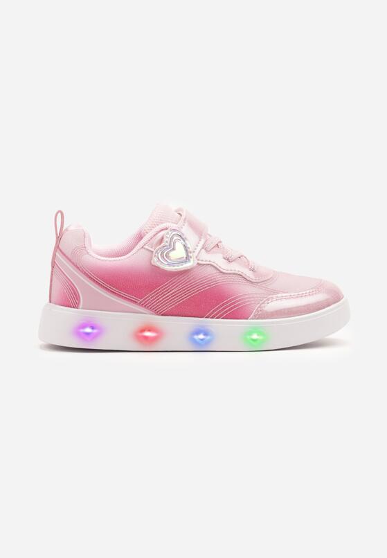 Różowe Buty Sportowe Sneakersy Ombre z Sercem i Ledami Ulandrela 1