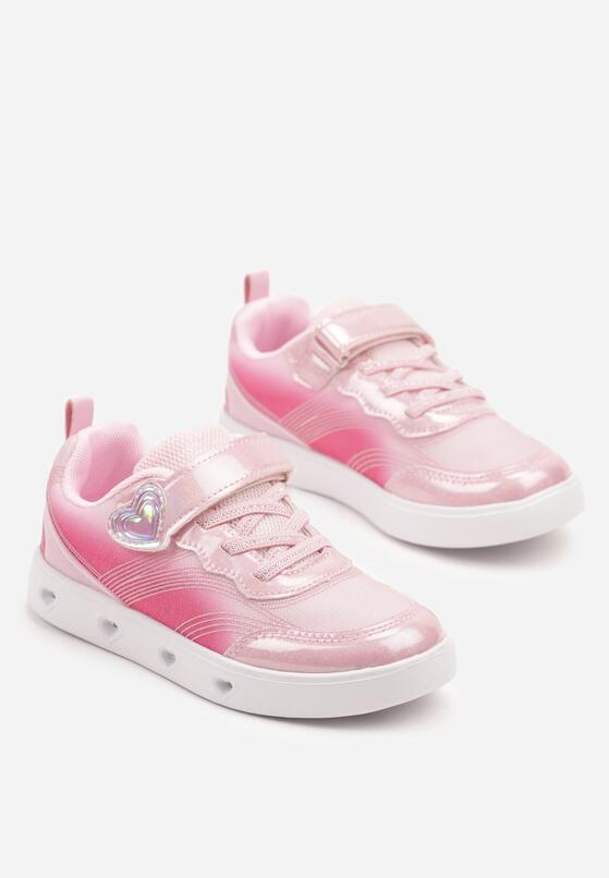 Różowe Buty Sportowe Sneakersy Ombre z Sercem i Ledami Ulandrela 2
