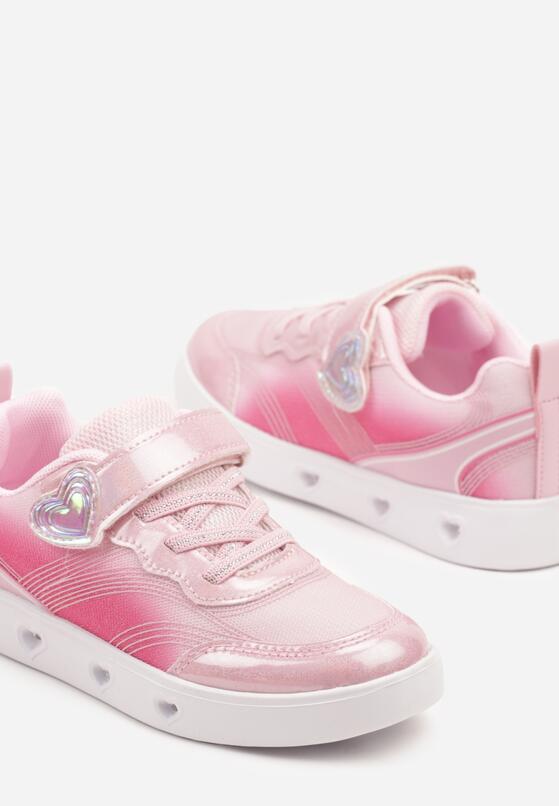 Różowe Buty Sportowe Sneakersy Ombre z Sercem i Ledami Ulandrela 3
