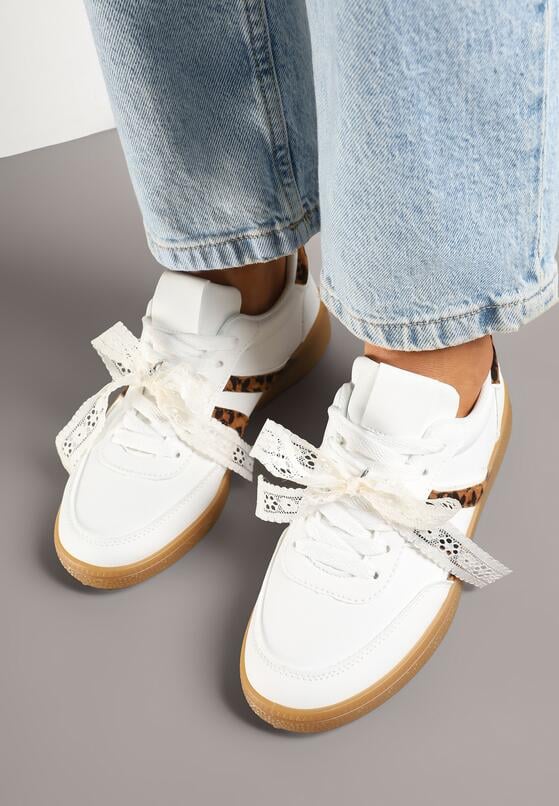 Białe Sneakersy w Stylu Klasycznych Tenisówek z Odpinaną Kokardką Korimarela 3