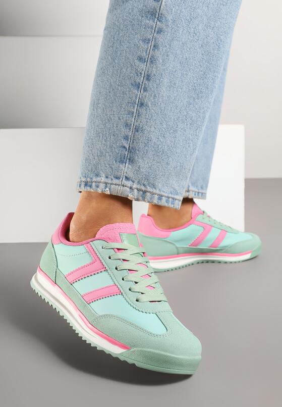 Jasnozielone Sneakersy Ozdobione Paskami Eranelia 2
