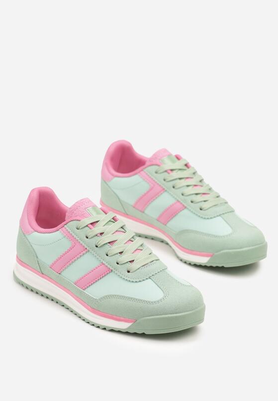 Jasnozielone Sneakersy Ozdobione Paskami Eranelia 5