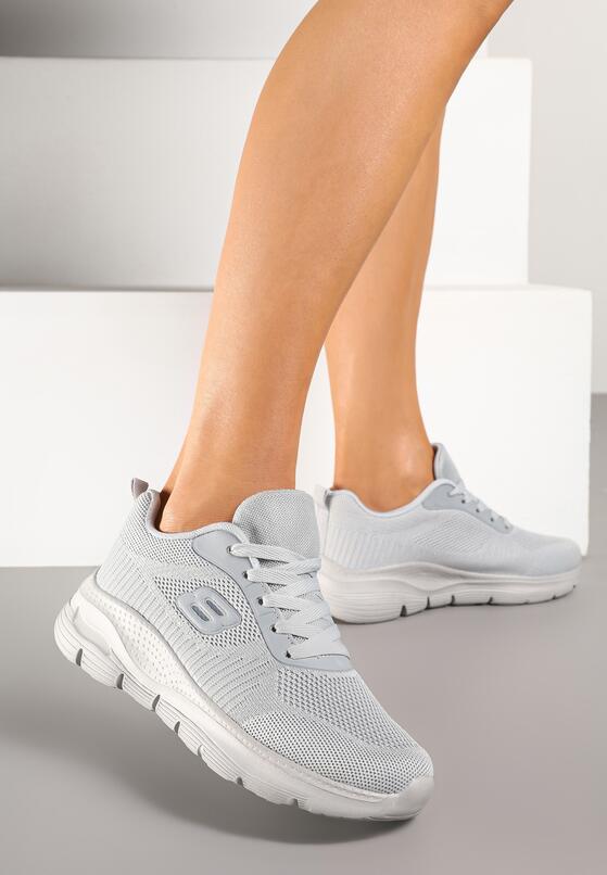 Szare Buty Sportowe Sneakersy z Siateczki z Aplikacją na Grubej Podeszwie Sonoriela 2