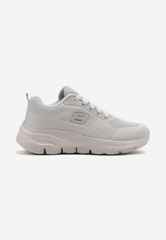 Szare Buty Sportowe Sneakersy z Siateczki z Aplikacją na Grubej Podeszwie Sonoriela 4