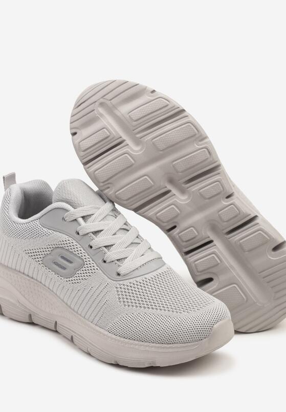 Szare Buty Sportowe Sneakersy z Siateczki z Aplikacją na Grubej Podeszwie Sonoriela 6