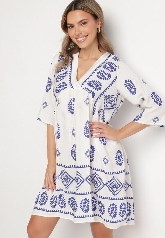 Rochie Albastră cu alb 1