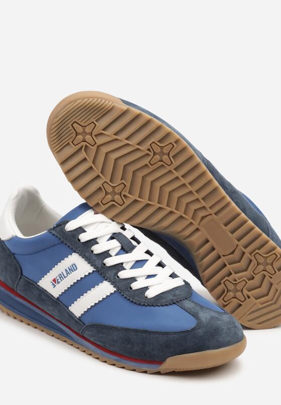 Niebiesko-Granatowe Buty Sportowe w Stylu Kultowych Tenisówek ze Skórzaną Wkładką Falritia 3