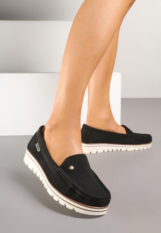 Mocasini Negru cu alb 2