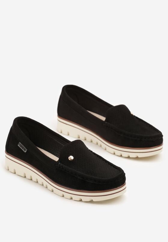 Mocasini Negru cu alb 5