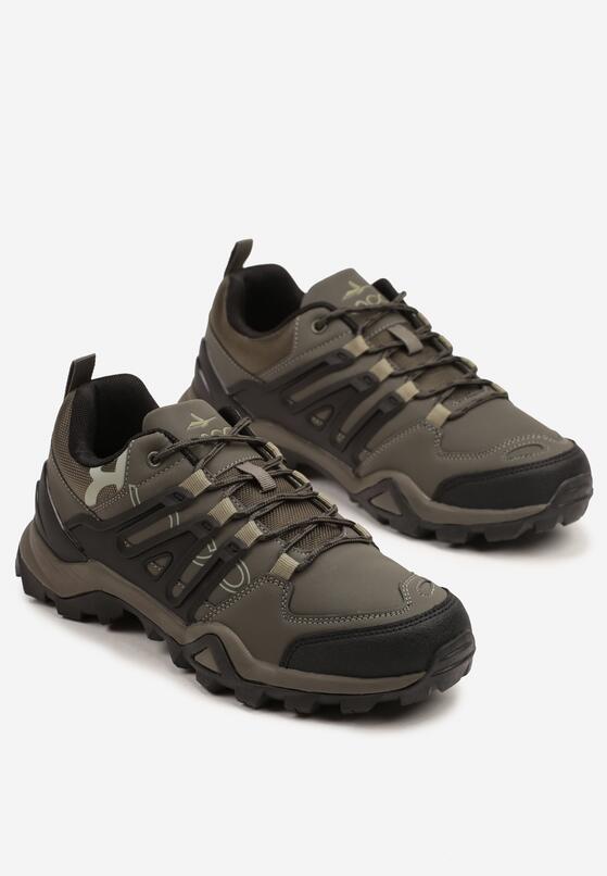 Ciemnobeżowe Buty Sportowe w Trekkingowym Stylu z Ozdobnymi Przeszyciami Sarilsae 2