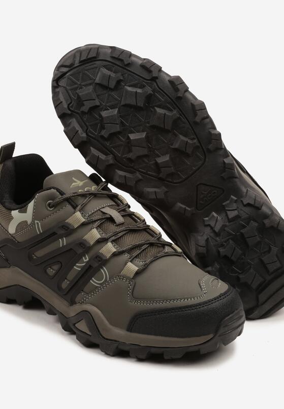 Ciemnobeżowe Buty Sportowe w Trekkingowym Stylu z Ozdobnymi Przeszyciami Sarilsae 3
