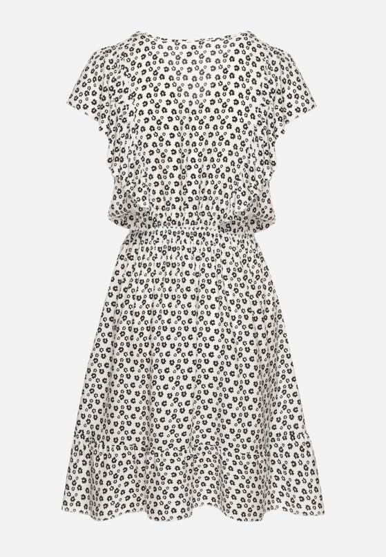 Biała Rozkloszowana Bawełniana Sukienka na Ramiączkach z Falbanami Tesly 7