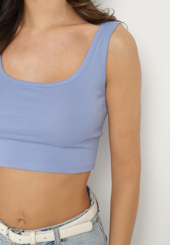 Jasnoniebieski Crop Top z Bawełny Napolena 5