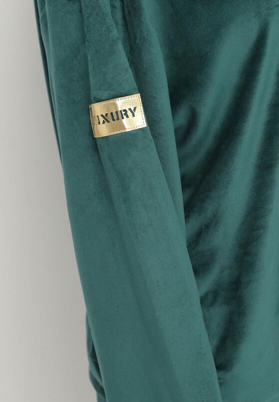 Ciemnozielony Welurowy Komplet Dresowy Bluza i Spodnie Typu Jogger Lisilwena 5