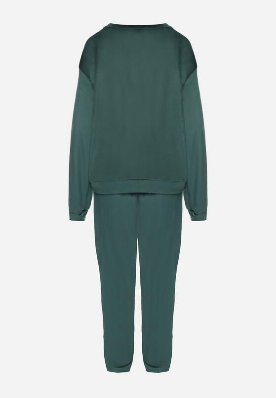 Ciemnozielony Welurowy Komplet Dresowy Bluza i Spodnie Typu Jogger Lisilwena 7