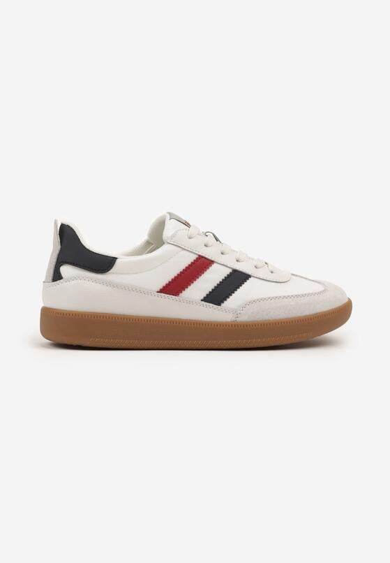 Białe Skórzane Buty Sportowe w Stylu Kultowych Tenisówek z Przeszyciami Mepanya 1