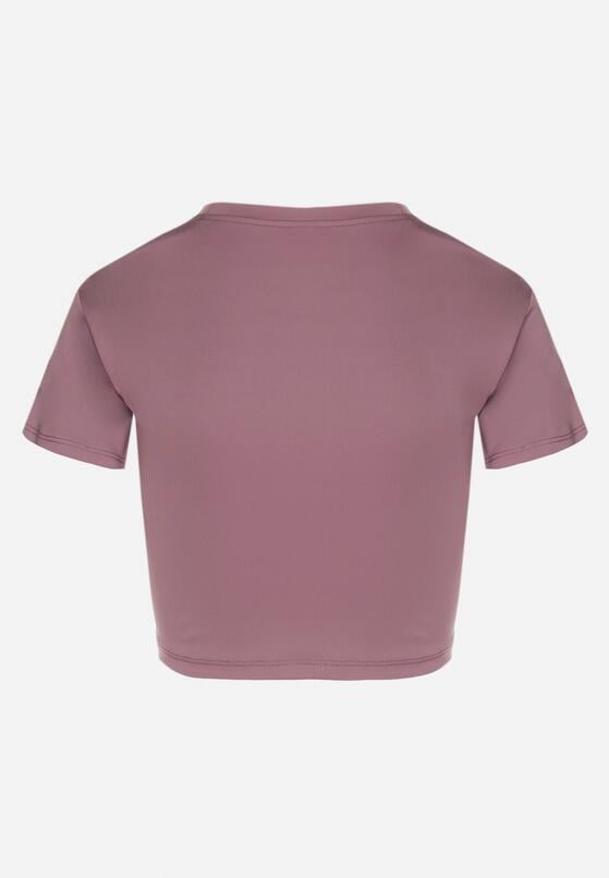 Fioletowy T-shirt Crop Top Ozdobiony Literką Koliviela 7