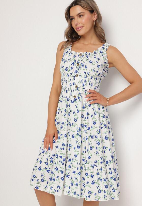 Rochie Albă cu albastru 4