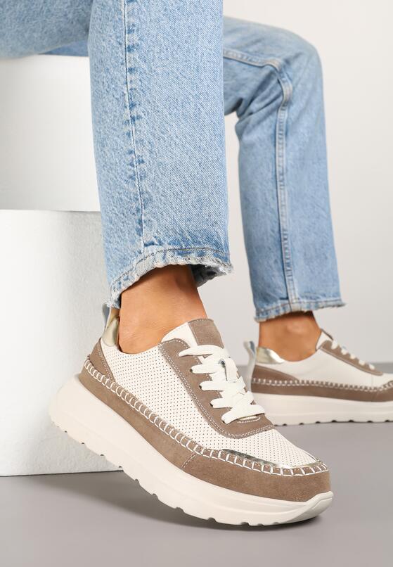 Sneakers Bej cu maro 2