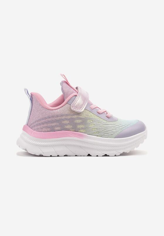 Różowe Buty Sportowe Sneakersy ze Skórzaną Wkładką i Efektem Ombre Maivana 1
