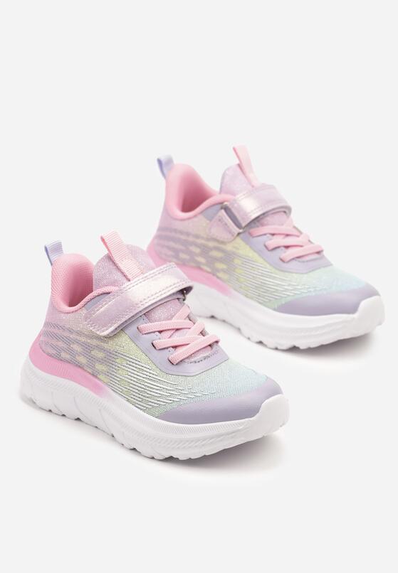 Różowe Buty Sportowe Sneakersy ze Skórzaną Wkładką i Efektem Ombre Maivana 2