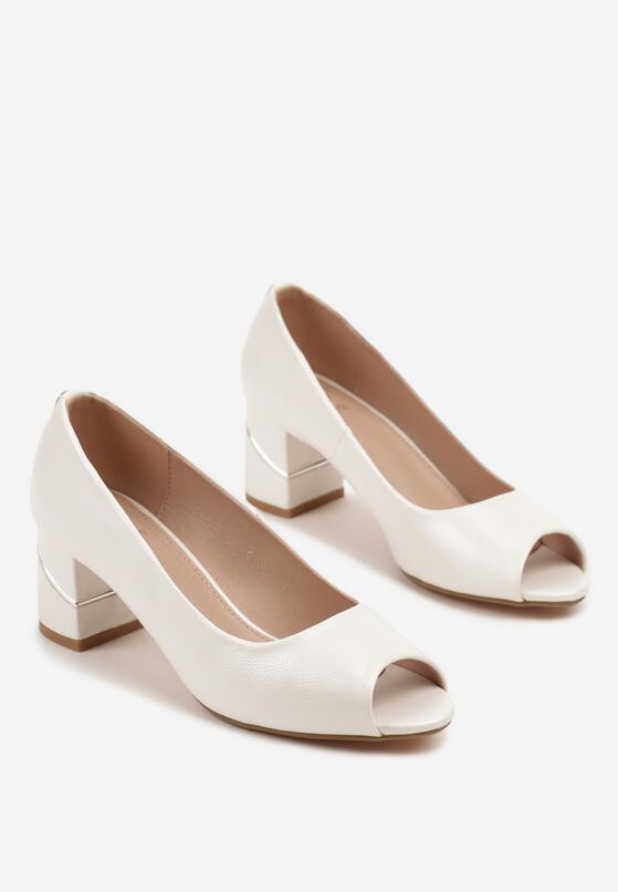 Pantofi cu toc Albi 5