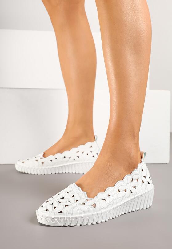 Białe Ażurowe Półbuty na Koturnie Ulisandra 2