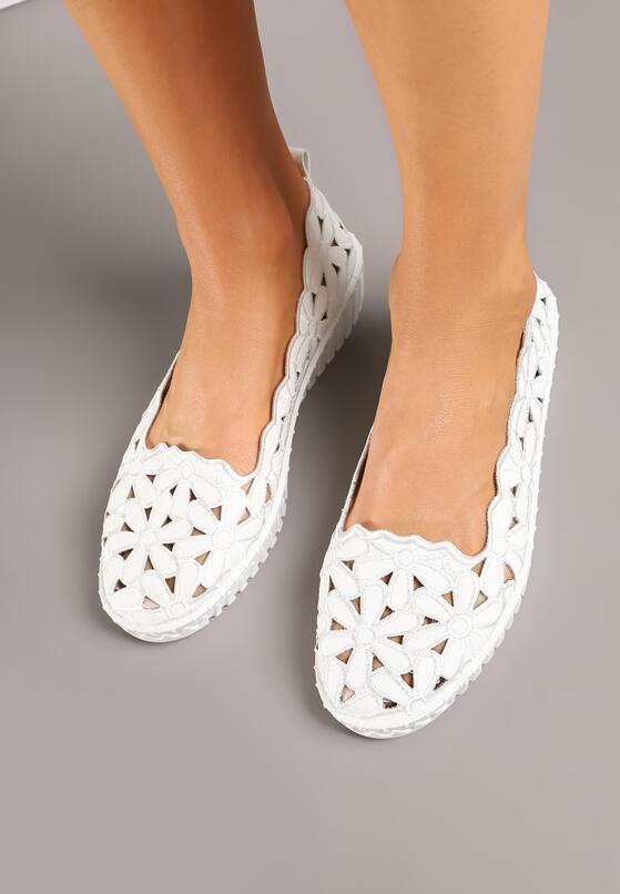 Białe Ażurowe Półbuty na Koturnie Ulisandra 3