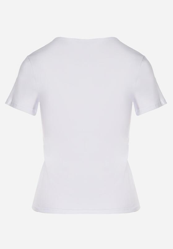 Biały T-shirt z Bawełny z Cyrkoniowym Wzorem Uliavira 7