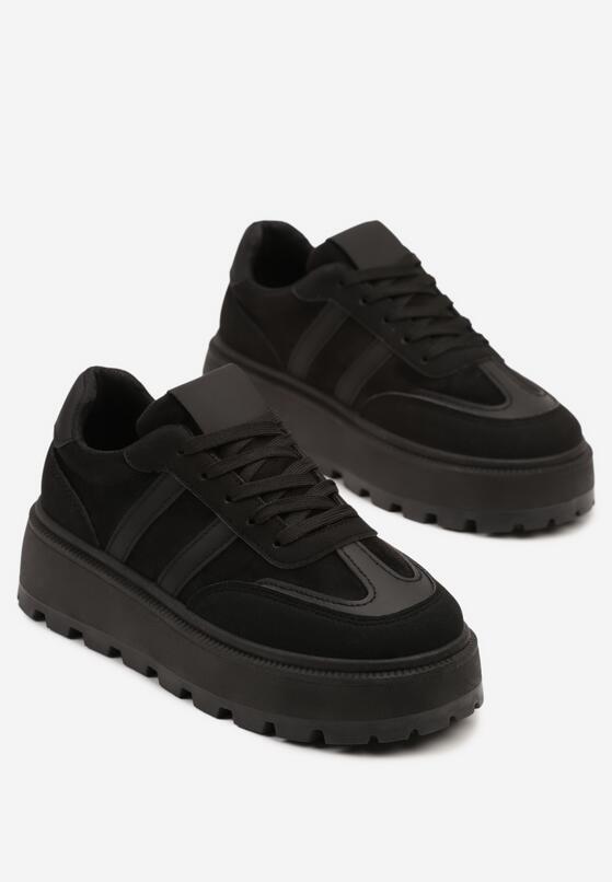 Czarne Sneakersy Typu Klasyczne Tenisówki na Grubej Podeszwie Nilmio 5